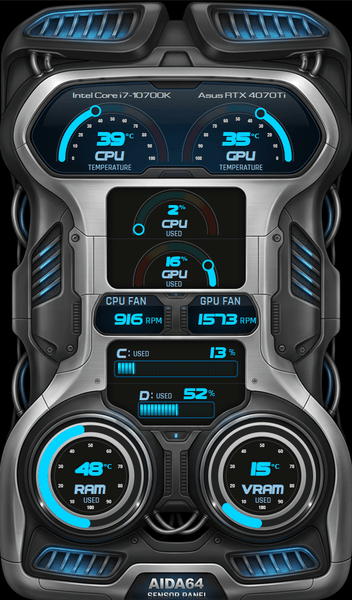 AIDA64 Skin CyberDrive HUD 600x1024 - AIDA Skins