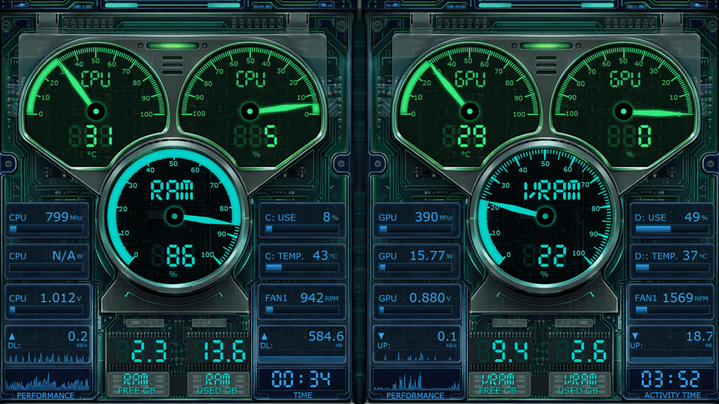 AIDA64 Skin Dashboard Circuit HUD 1920x1080 - AIDA Skins