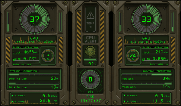 AIDA64 Skin Deep Space HUD 1024x600 - AIDA Skins