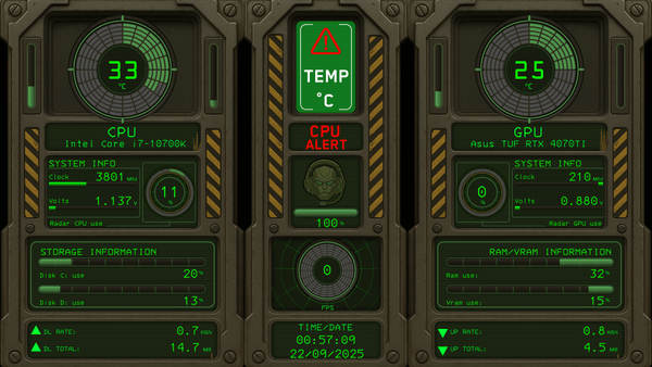AIDA64 Skin Deep Space HUD 1920x1080 - AIDA Skins