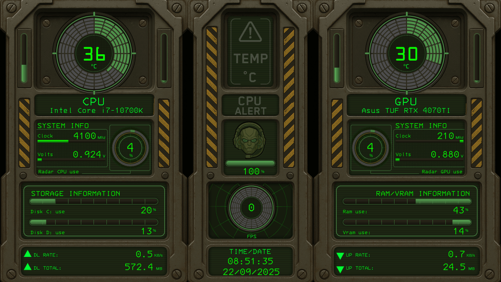 AIDA64 Skin Deep Space HUD 1920x1080 - AIDA Skins