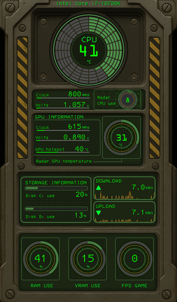 AIDA64 Skin Deep Space HUD 600x1024 - AIDA Skins