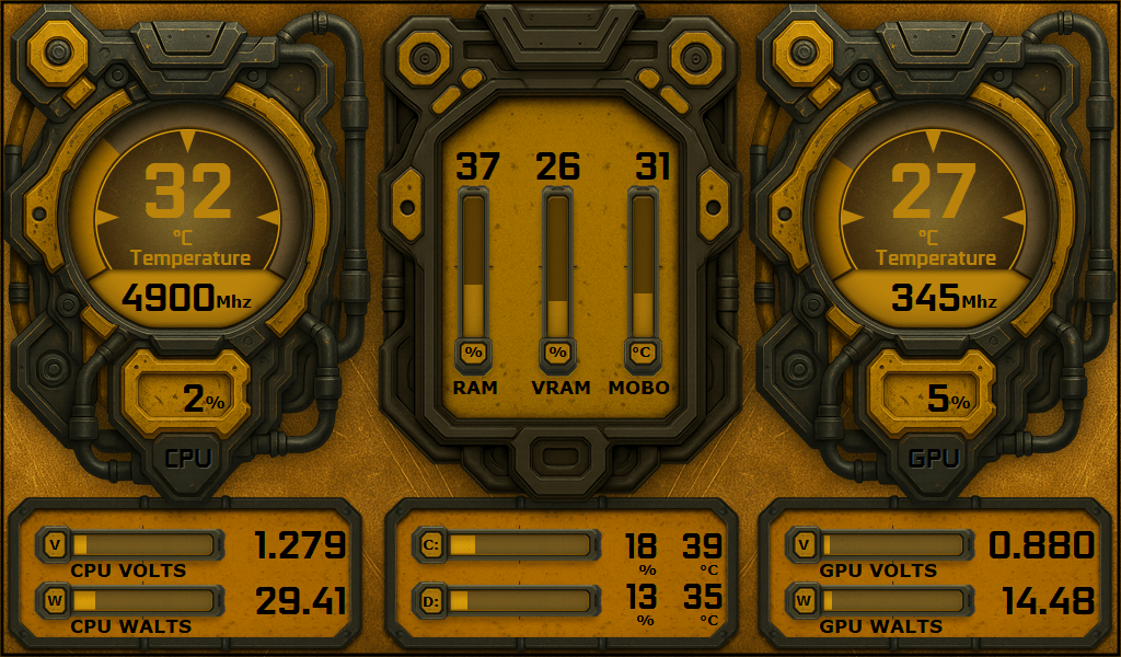 AIDA64 Skin Delta Unit HUD 1024x600 - AIDA Skins
