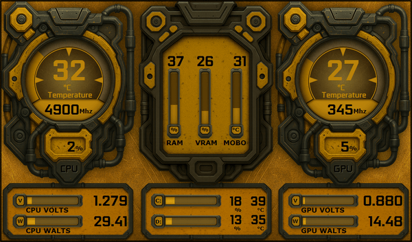 AIDA64 Skin Delta Unit HUD 1024x600 - AIDA Skins