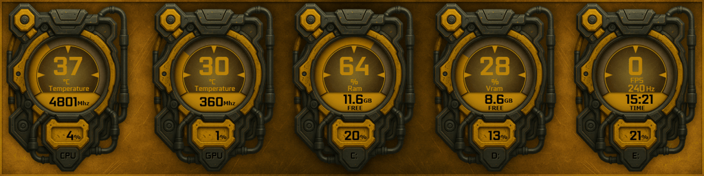 AIDA64 Skin Delta Unit HUD 1920x480 - AIDA Skins