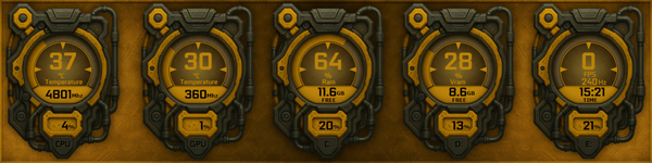 AIDA64 Skin Delta Unit HUD 1920x480 - AIDA Skins