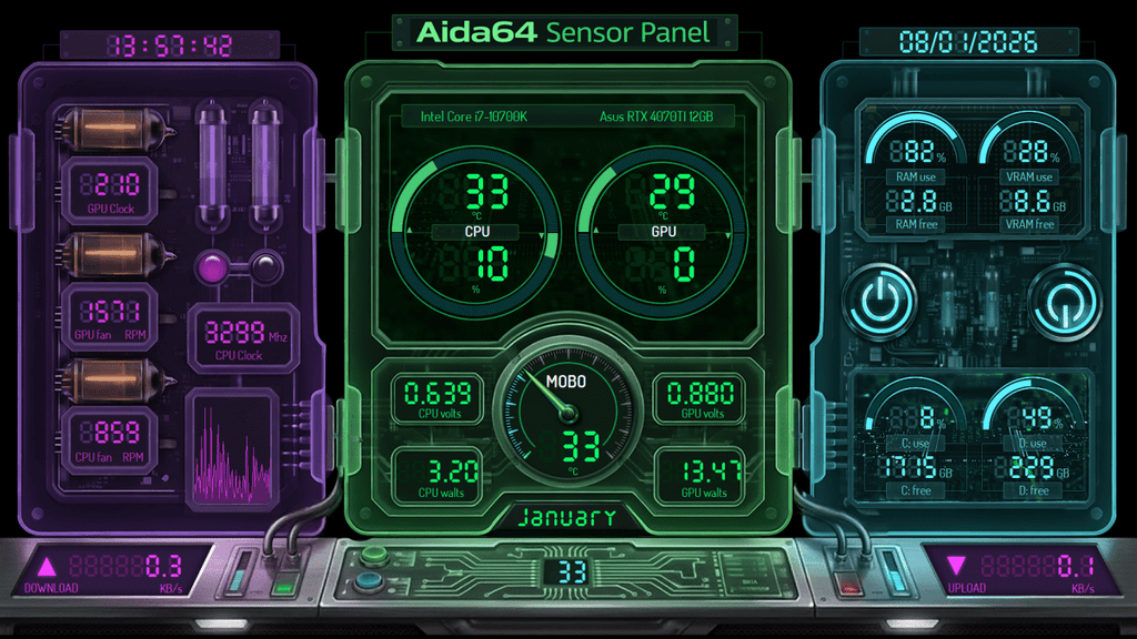 AIDA64 Skin Digital Circuit HUD 1920x1080 - AIDA Skins