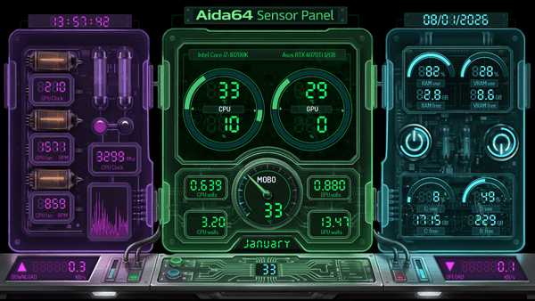 AIDA64 Skin Digital Circuit HUD 1920x1080 - AIDA Skins