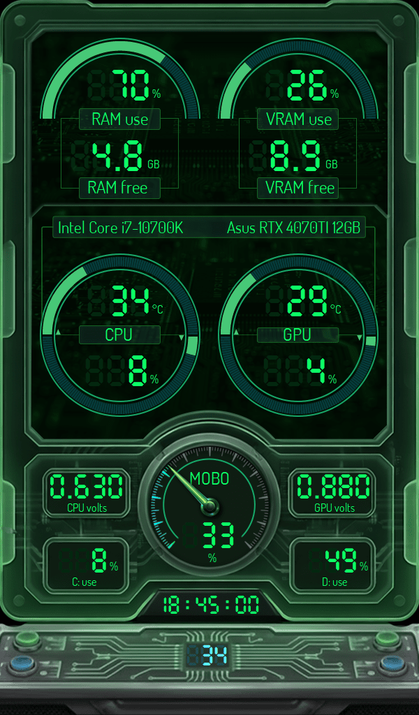 AIDA64 Skin Digital Circuit HUD 600x1024 - AIDA Skins