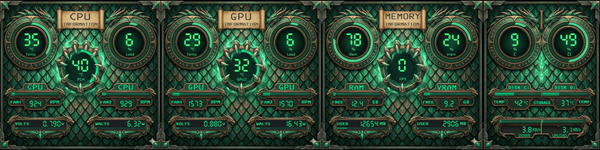AIDA64 Skin Dragon Elements HUD 1920x480 - AIDA Skins