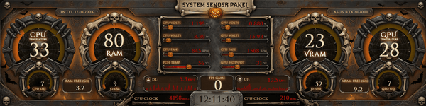 AIDA64 Skin Drakula HUD 1920x480 - AIDA Skins