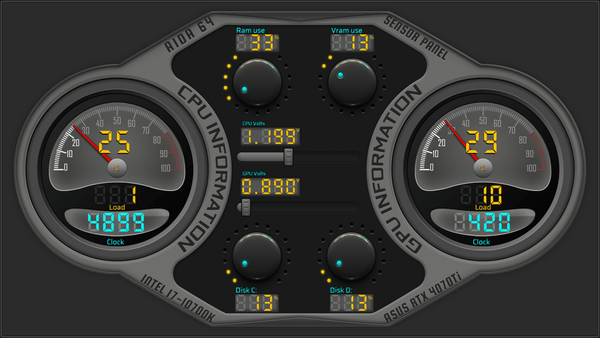 AIDA64 Skin Dual Temp Monitor HUD 1920x1080 - AIDA Skins