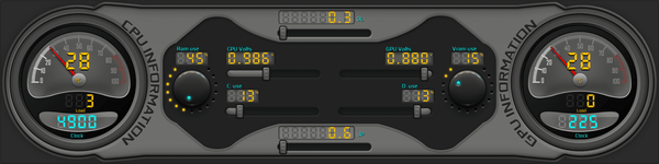 AIDA64 Skin Dual Temp Monitor HUD 1920x480 - AIDA Skins