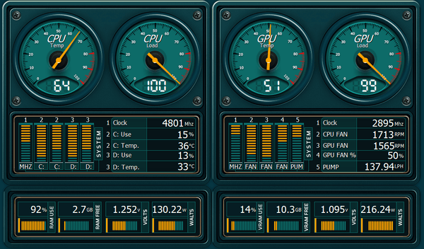AIDA64 Skin EchoFrame vX HUD 1024x600 - AIDA Skins