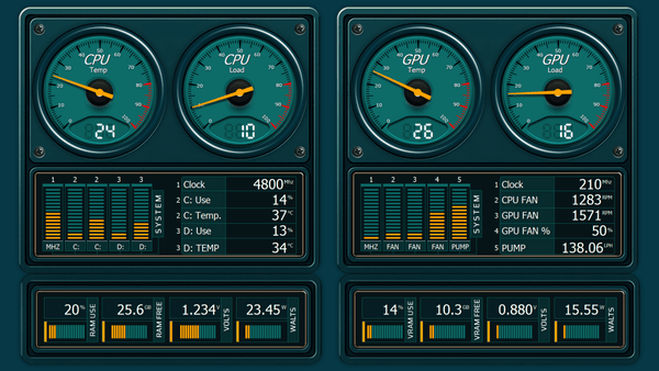 AIDA64 Skin EchoFrame vX HUD 1920x1080 - AIDA Skins
