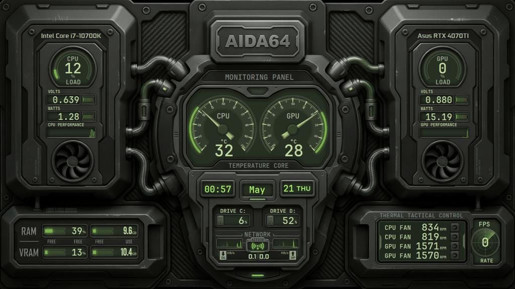 AIDA64 Skin EctoCore HUD 1920x1080 - AIDA Skins