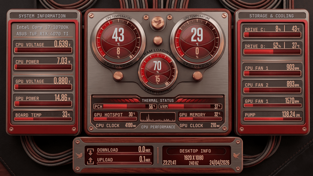 AIDA64 Skin Forja Escarlate HUD 1920x1080 - AIDA Skins