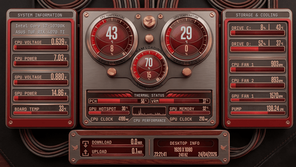 AIDA64 Skin Forja Escarlate HUD 1920x1080 - AIDA Skins