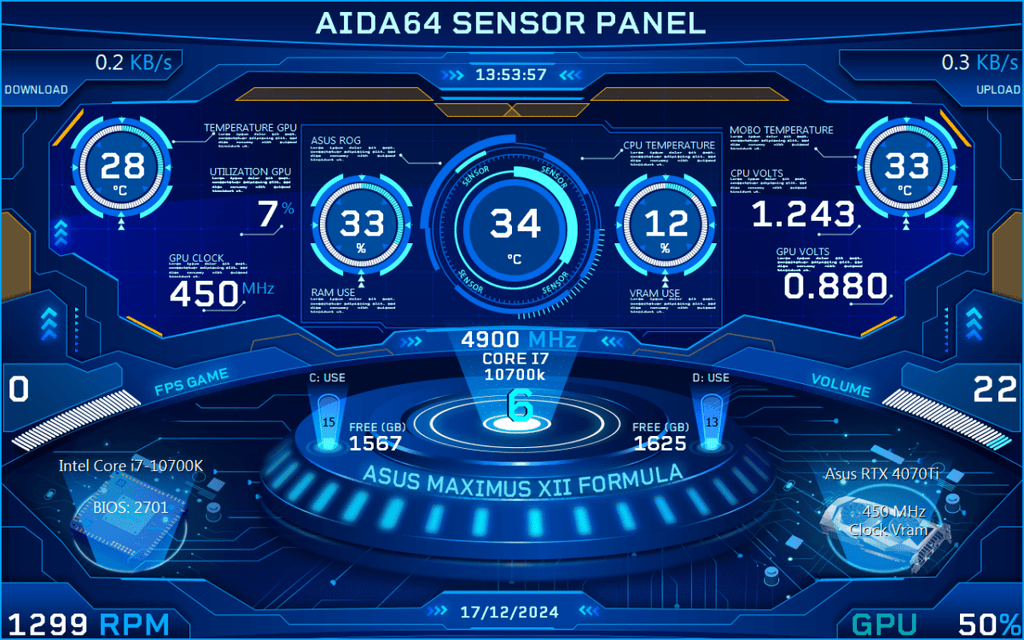 AIDA64 Skin Futuristic Space HUD 1280x800 - AIDA Skins