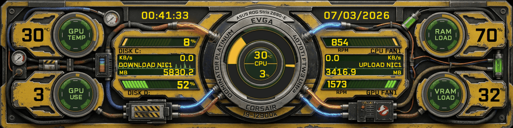 AIDA64 Skin Ghostbusters V2 HUD 1920x480 - AIDA Skins