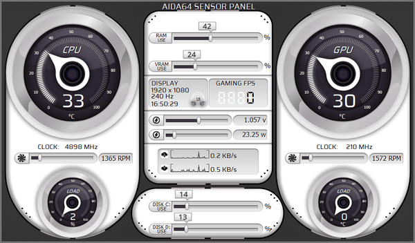 AIDA64 Skin Glacier Circle HUD 1024x600 - AIDA Skins