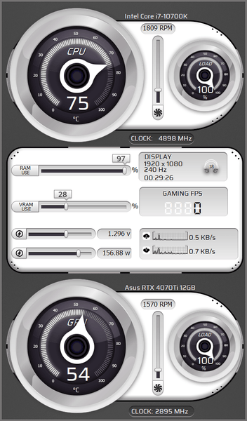 AIDA64 Skin Glacier Circle HUD 600x1024 - AIDA Skins