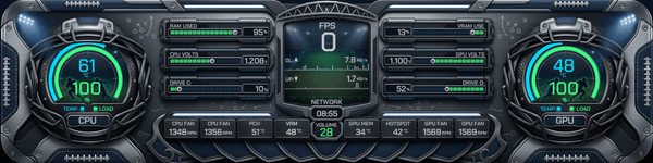 AIDA64 Skin Gridiron Core HUD 1920x480 - AIDA Skins