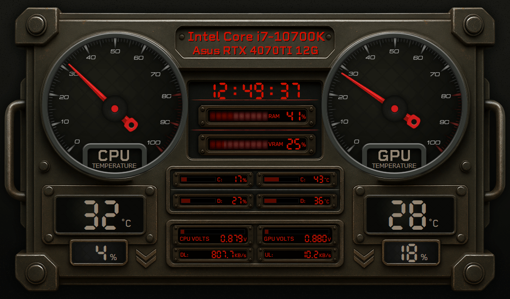 AIDA64 Skin Ground Panel HUD 1024x600 - AIDA Skins