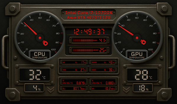 AIDA64 Skin Ground Panel HUD 1024x600 - AIDA Skins
