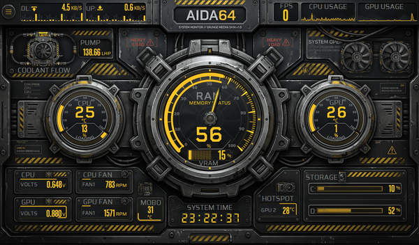 AIDA64 Skin Grunge Reactor HUD 1024x600 - AIDA Skins