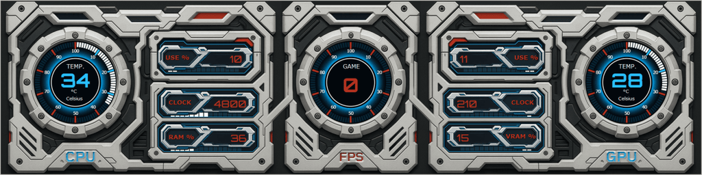 AIDA64 Skin Gungam HUD 1920x480 - AIDA Skins