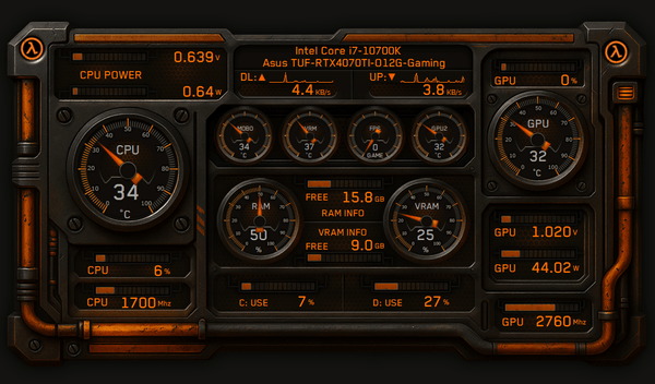 AIDA64 Skin Half Life HUD 1024x600 - AIDA Skins
