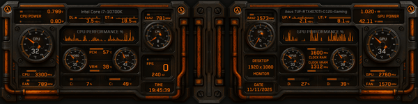 AIDA64 Skin Half Life HUD 1920x480 - AIDA Skins