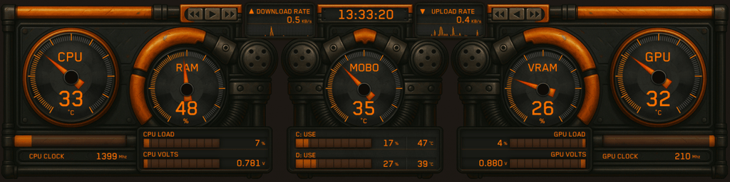 AIDA64 Skin Half Life Ver.2 HUD 1920x480 - AIDA Skins