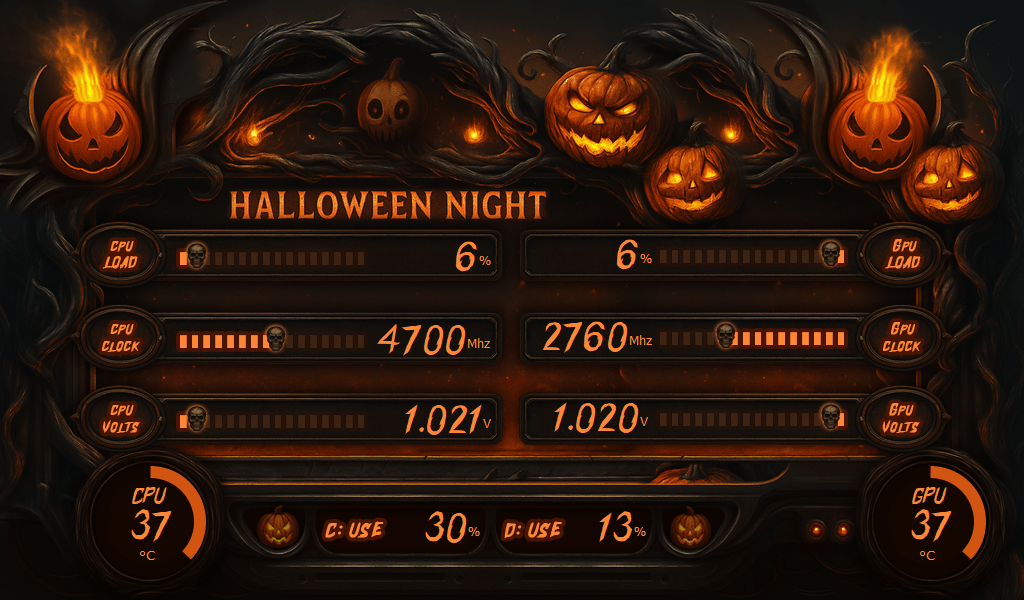 AIDA64 Skin Halloween night HUD 1024x600 - AIDA Skins