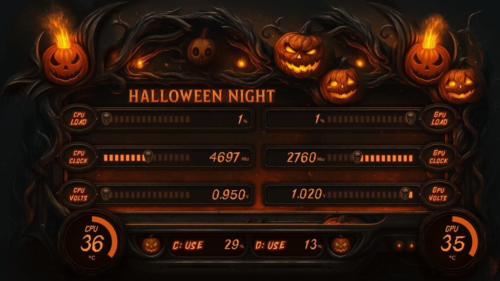AIDA64 Skin Halloween night HUD 1920x1080 - AIDA Skins