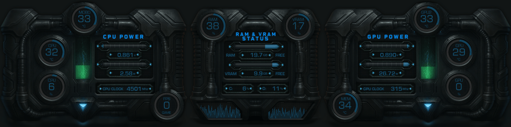 AIDA64 Skin Halo Systems HUD 1920x480 - AIDA Skins