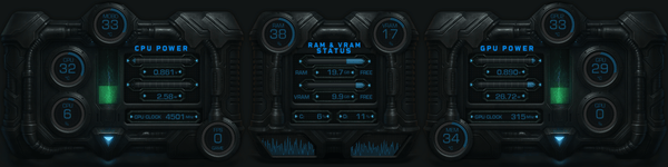 AIDA64 Skin Halo Systems HUD 1920x480 - AIDA Skins