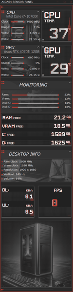 AIDA64 Skin Hardware Monitor HUD 480x1920 - AIDA Skins