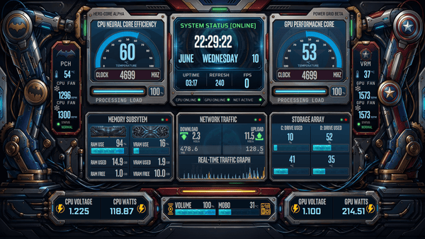 AIDA64 Skin Hero Core Alpha HUD 1920x1080 - AIDA Skins