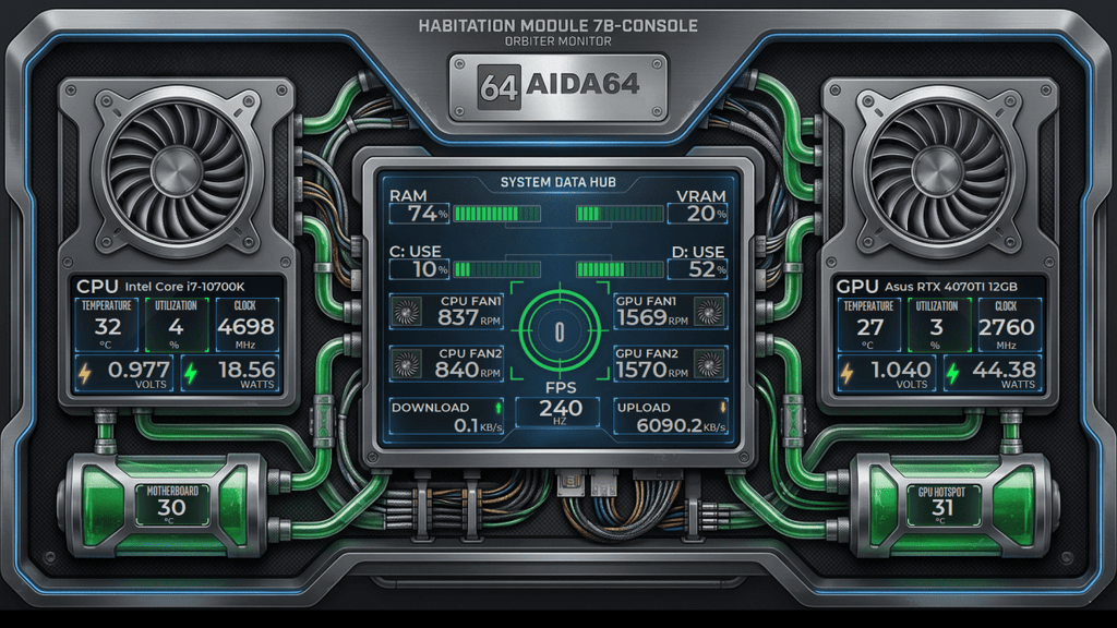 AIDA64 Skin Hydro Reactor HUD 1920x1080 - AIDA Skins