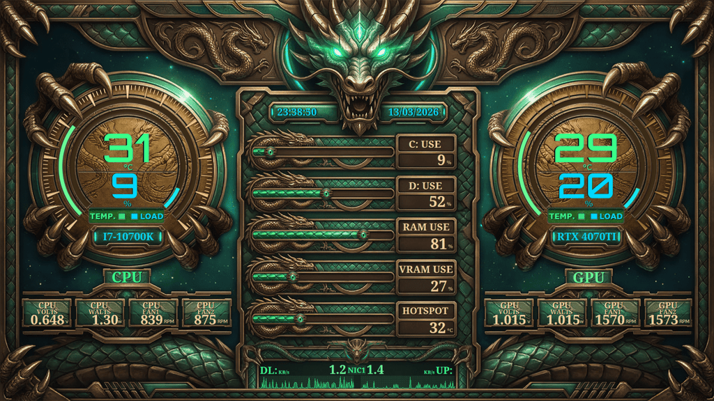 AIDA64 Skin Imperial Dragon HUD 1920x1080 - AIDA Skins