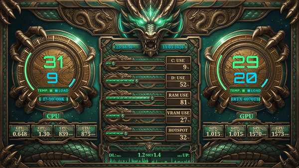AIDA64 Skin Imperial Dragon HUD 1920x1080 - AIDA Skins