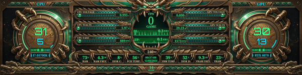AIDA64 Skin Imperial Dragon HUD 1920x480 - AIDA Skins
