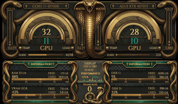 AIDA64 Skin Imperial Serpent HUD 1024x600 - AIDA Skins