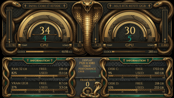 AIDA64 Skin Imperial Serpent HUD 1920x1080 - AIDA Skins