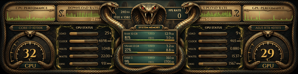 AIDA64 Skin Imperial Serpent HUD 1920x480 - AIDA Skins