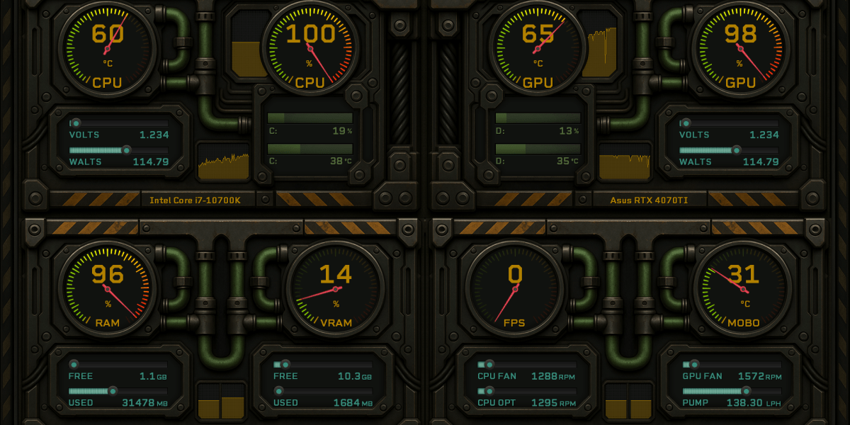 AIDA64 Skin Industrial Edge HUD 1920x1080 - AIDA Skins | AIDA Skins