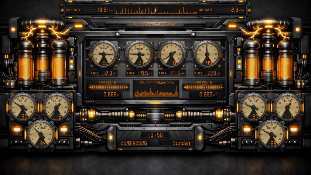 AIDA64 Skin Industrial Reactor HUD 1920x1080 - AIDA Skins
