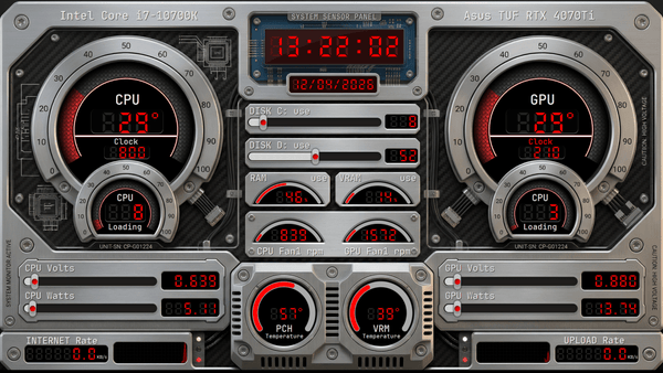 AIDA64 Skin Ironcore Reactor HUD 1920x1080 - AIDA Skins